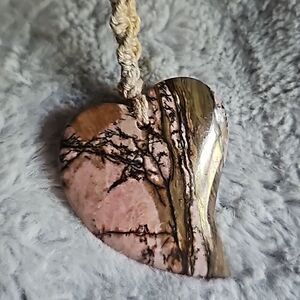 Rhodonite Heart Necklace Pink #N18